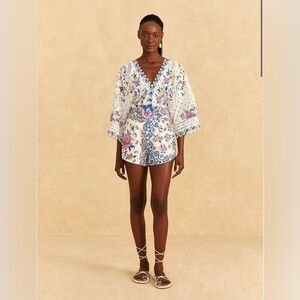 Farm Rio Off-White Romantic Bandanas Bodysuit